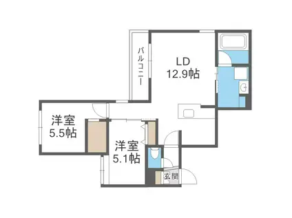 ラ・マナーナ旭山公園通(2LDK/4階)の間取り写真
