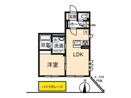 クレールムサシ(1LDK/1階)の間取り写真
