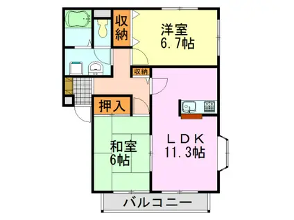 パレアージュ(2LDK/1階)の間取り写真