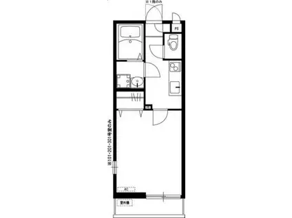 リブリ・津田沼(1K/1階)の間取り写真