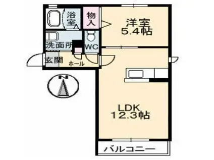 フローラルコート(1LDK/1階)の間取り写真