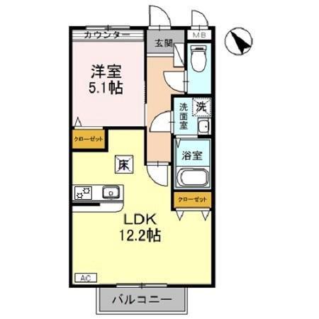 レオントポディウムII番館(1LDK/1階)の間取り写真