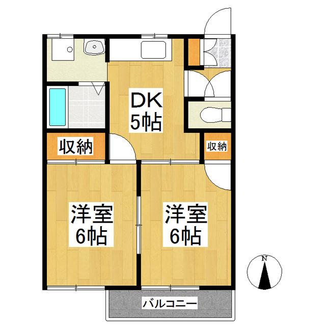 フレグランスハピネスA(2DK/2階)の間取り写真