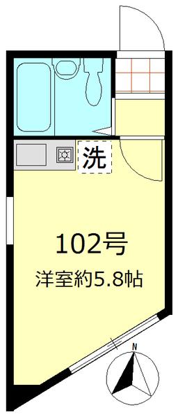 エスパシオ王子神谷(ワンルーム/1階)の間取り写真
