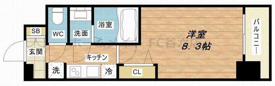 プレサンス心斎橋ソレイユ(1K/2階)の間取り写真