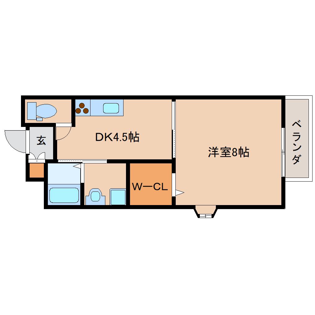 暁マンション(1DK/1階)の間取り写真