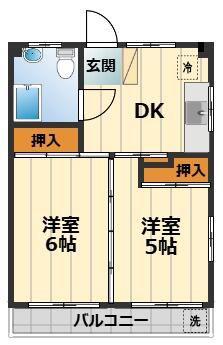 太陽ハイツ(2DK/2階)の間取り写真