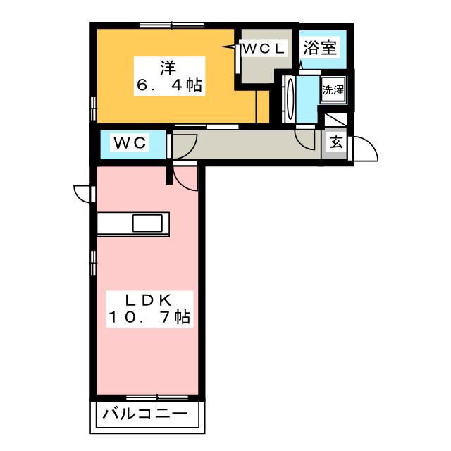 コンフォート水主町(1LDK/1階)の間取り写真