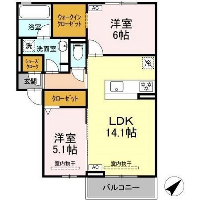 恵比寿の森(2LDK/3階)の間取り写真