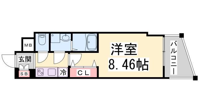 SPコート神戸(1K/4階)の間取り写真
