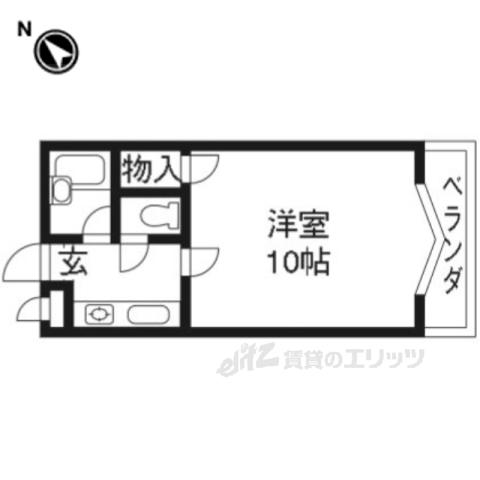 プランドール勧修寺(1K/4階)の間取り写真