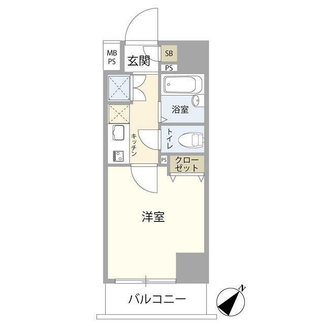 パークウェル大井町弐番館(1K/5階)の間取り写真