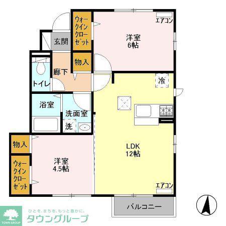 パルテール三鷹(2LDK/1階)の間取り写真