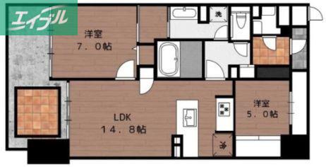 ロイヤルガーデン中山下(2LDK/3階)の間取り写真