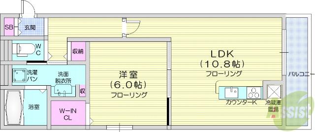 ルミエール(1LDK/2階)の間取り写真