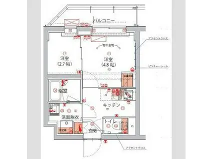 ハーモニーレジデンス神楽坂ヒルズTHIRD(2K/4階)の間取り写真