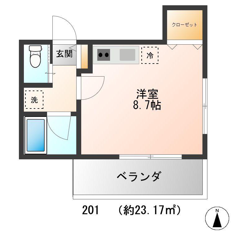 サニーコート(ワンルーム/2階)の間取り写真