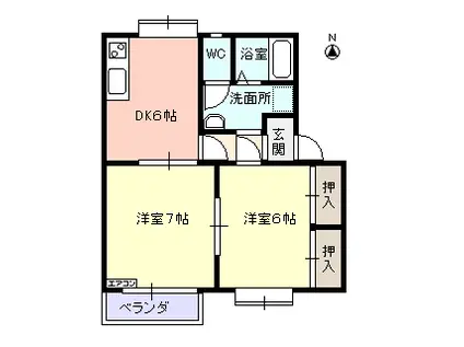 エル プラネート(2DK/2階)の間取り写真