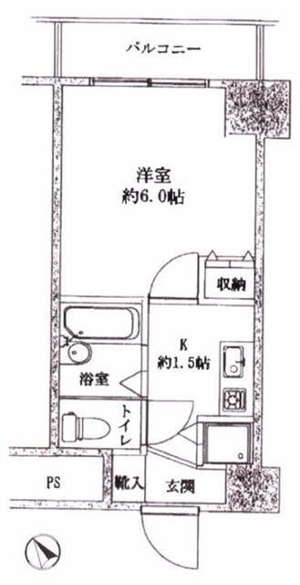 スカイコート三田慶大前(1K/8階)の間取り写真