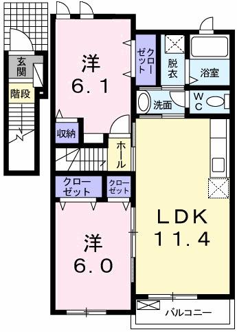 ガーデンハウス・MK(2LDK/2階)の間取り写真