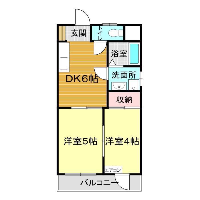 アスリートビル(2DK/3階)の間取り写真