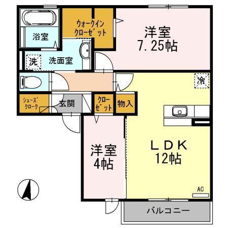 セジュール牧野(2LDK/2階)の間取り写真