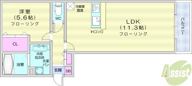 オリエント荒井西(1LDK/2階)の間取り写真
