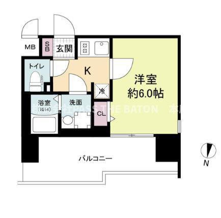 エスリードレジデンス梅田グランゲート(1K/14階)の間取り写真