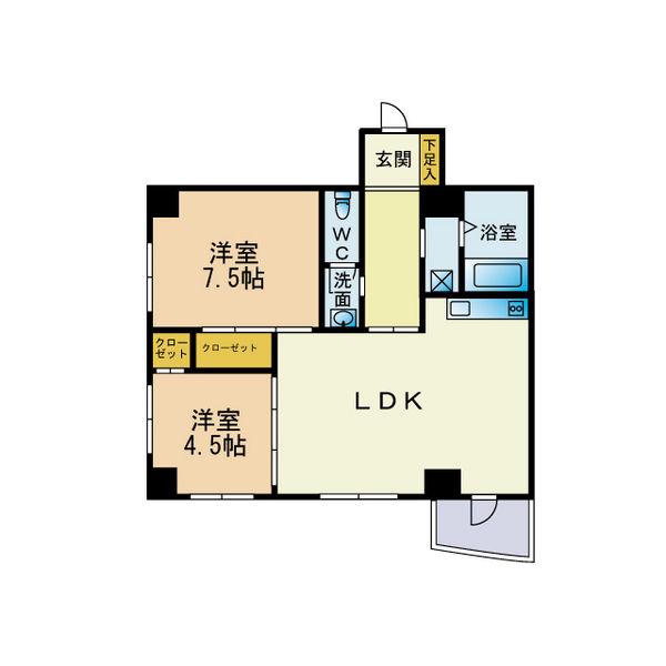 アクアトピア南郷通I(2LDK/5階)の間取り写真