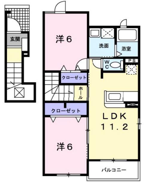 ショコラIII(2LDK/2階)の間取り写真