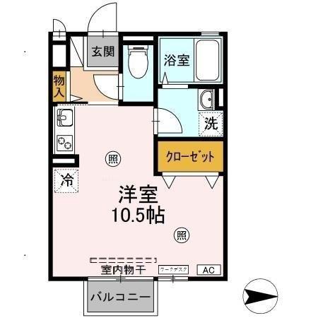 シャルマン(ワンルーム/2階)の間取り写真
