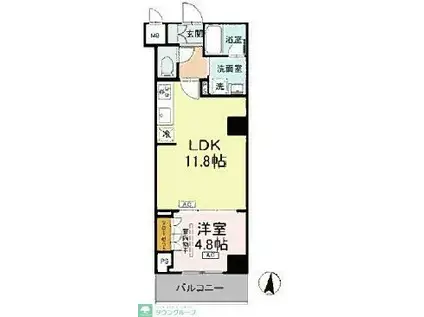 ロイジェント潮見(1LDK/2階)の間取り写真