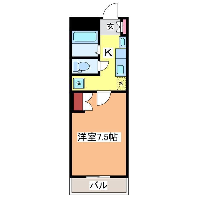 松原マンション(1K/4階)の間取り写真