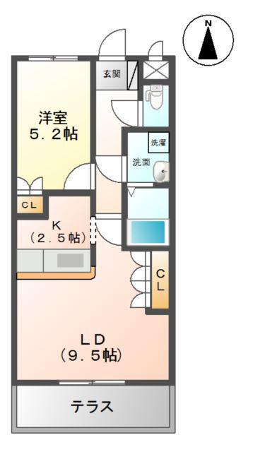 アイディールK(1LDK/1階)の間取り写真