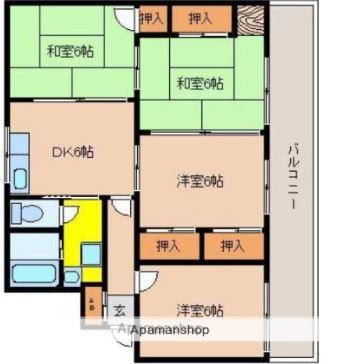 第1高橋マンション(4DK/1階)の間取り写真