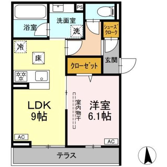 エスペリア栄町(1LDK/1階)の間取り写真