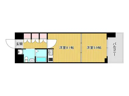 エグゼレジデンスタワー(1DK/5階)の間取り写真