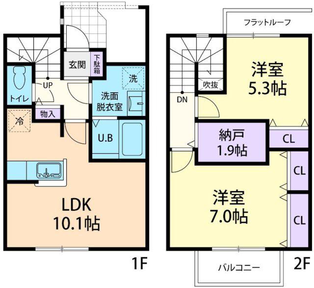 BLOOM ASO  C(2LDK/1階)の間取り写真