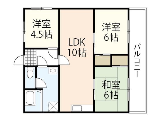 サニーハイツ高須(3LDK/3階)の間取り写真