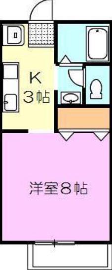 フリーダムA棟(1K/2階)の間取り写真