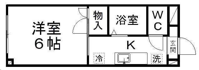 ピースフル宮千代(1K/3階)の間取り写真