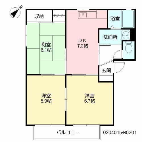 バリュージュ協和  B棟(3DK/2階)の間取り写真