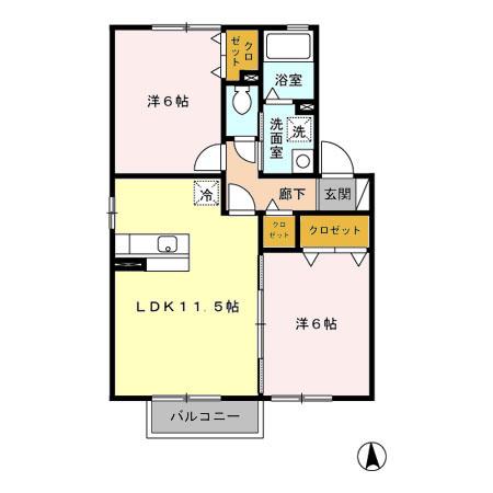 ブランソレイユ(2LDK/2階)の間取り写真