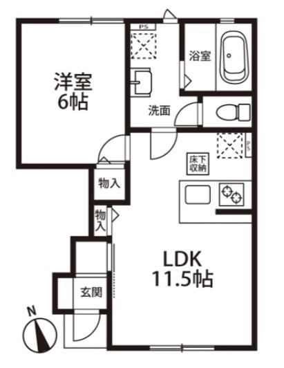 プリムローズ(1LDK/1階)の間取り写真