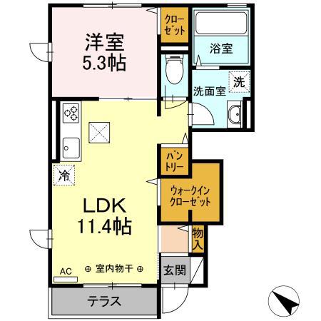 セレスト 壱番館(1LDK/1階)の間取り写真