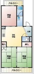 浦里第二マンション(3DK/3階)の間取り写真