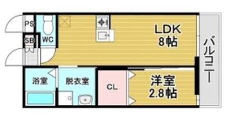 リアコート関大前II(1LDK/2階)の間取り写真