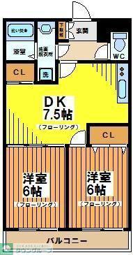ハットミリュウ(2DK/2階)の間取り写真