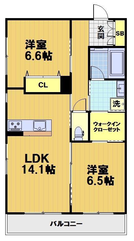 神楽グレース上桂(2LDK/1階)の間取り写真