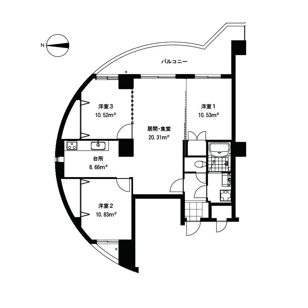 シルクヴェール城乾(3LDK/7階)の間取り写真